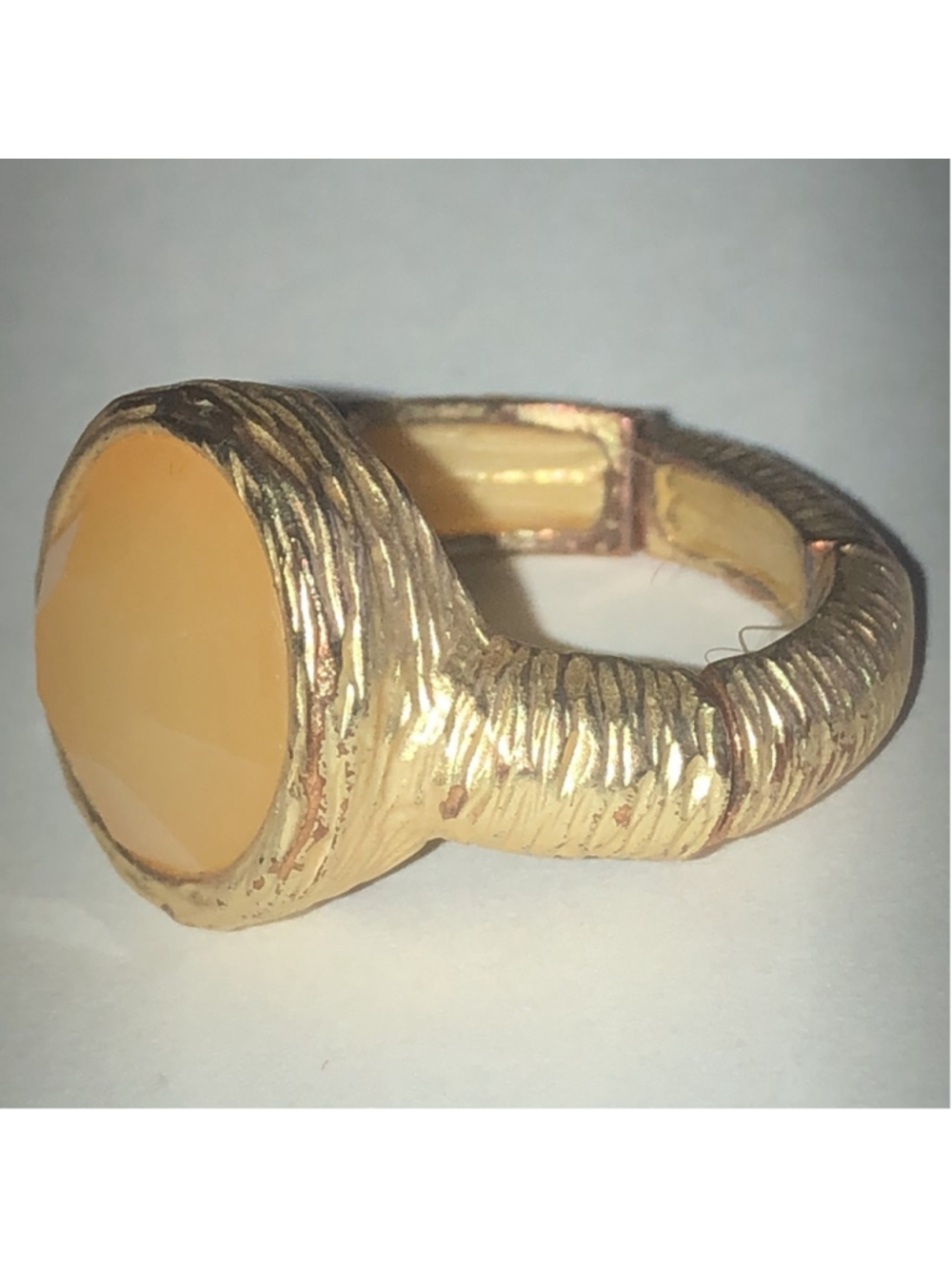 Elegant Gold Tone Ring with Opaque Orange Center - Picture 4 of 5
